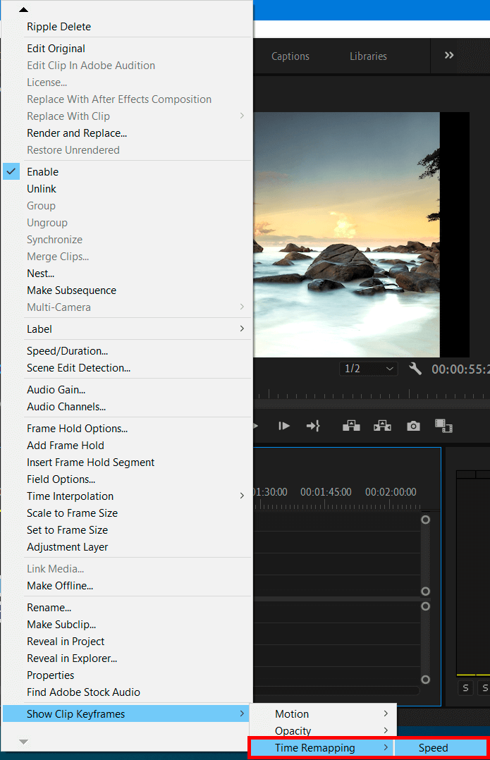 قم بتحميل مقطع فيديو واختر مجموعة غير مترابطة للتلاعب بالوقت