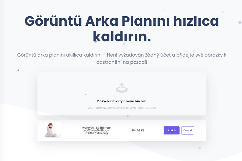 nahrajte obrázky při odstraňování pozadí bg gumou