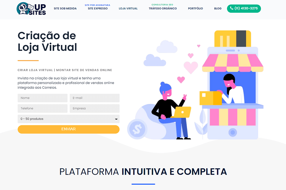 lançamento da loja virtual upsites