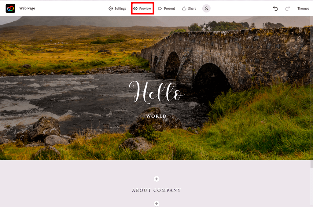 use a preview to create web pages in adobe cc express