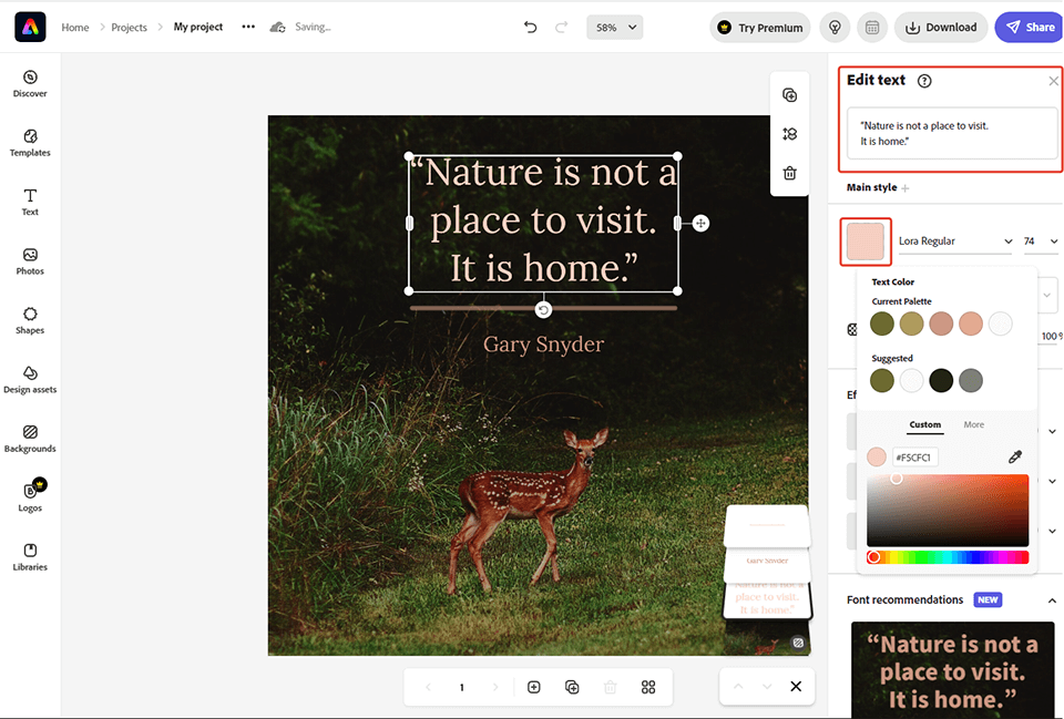 use fonts to add quote