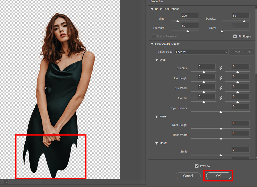 use the forward warp tool to create paint dripping effect in photoshop