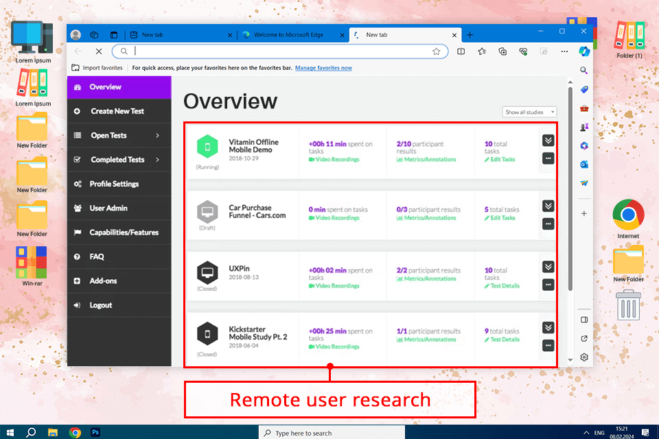 userlytics user research software interface