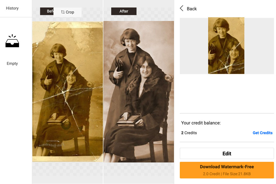 vanceai photo restorer photo restoration software interface