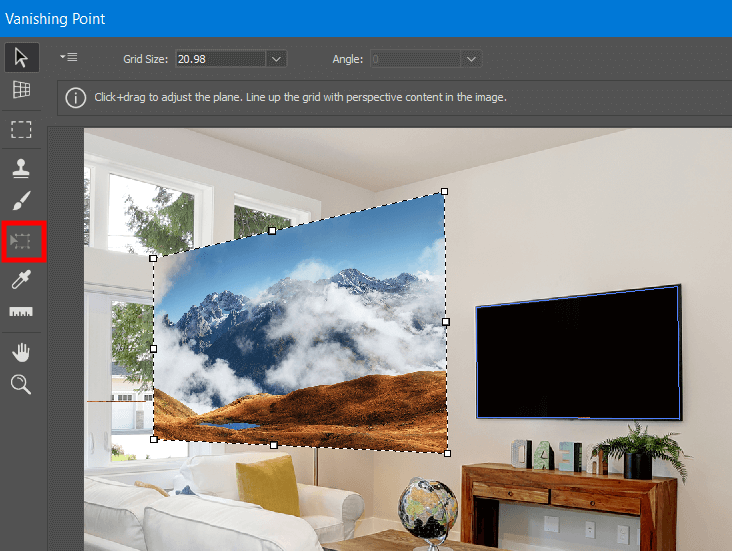 vanishing point in photoshop transform tool