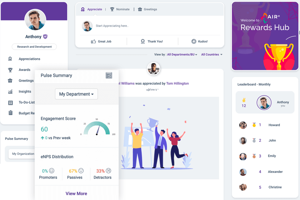 vantage circle employee engagement software interface