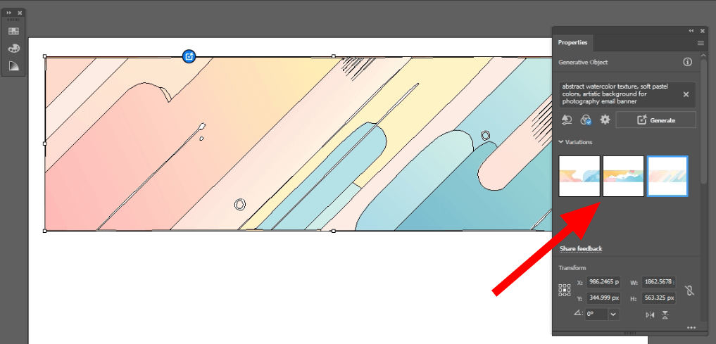 variations in generative fill in illustrator