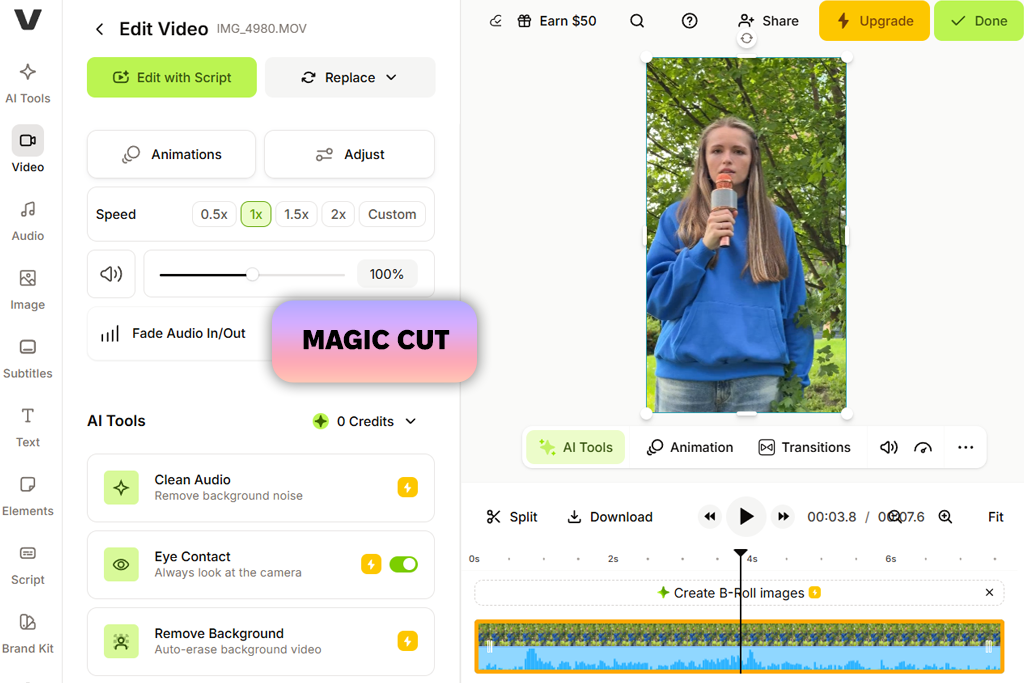 veed ai eye contact correction online
