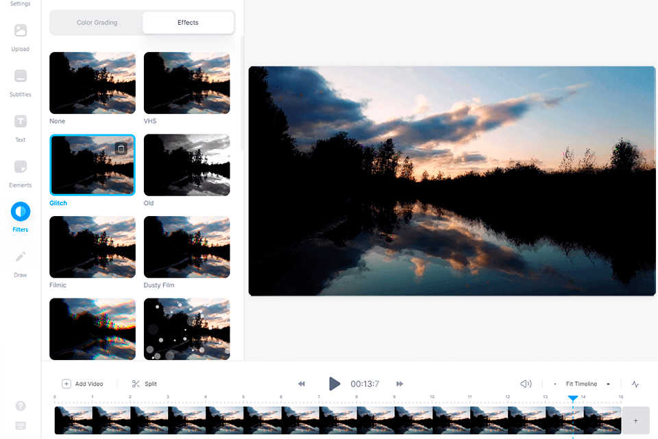 veed glitch video software interface