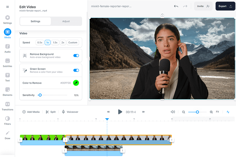 veed online video editor chrome key