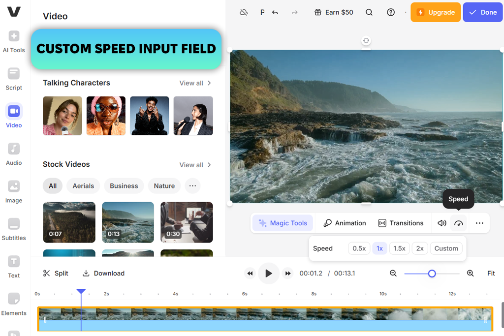 veed online video speed changer