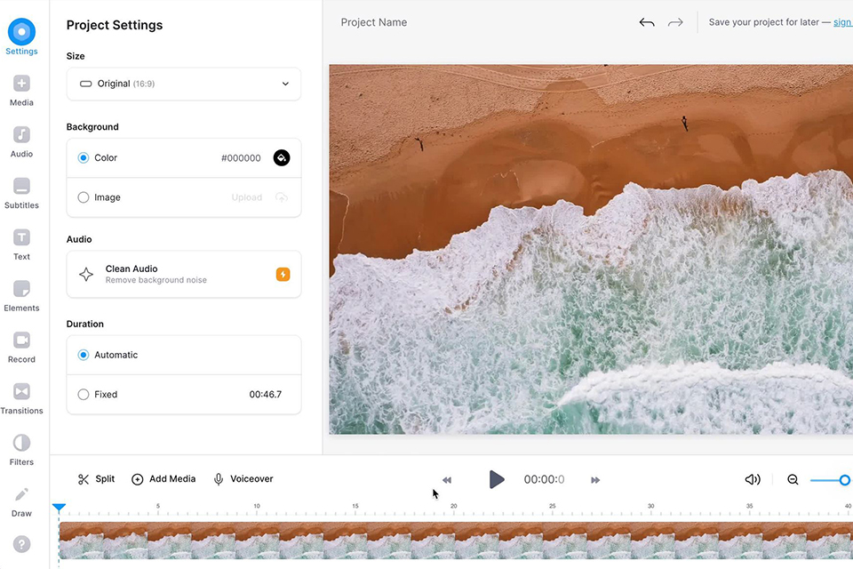 veed.io video editing software for windows interface