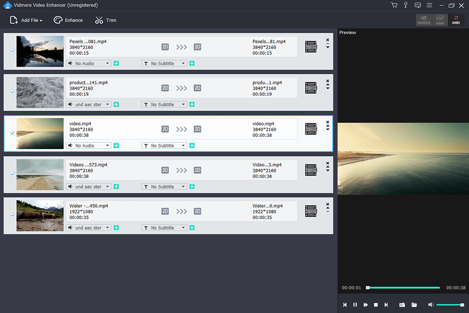 video enhancer vidmore software interface