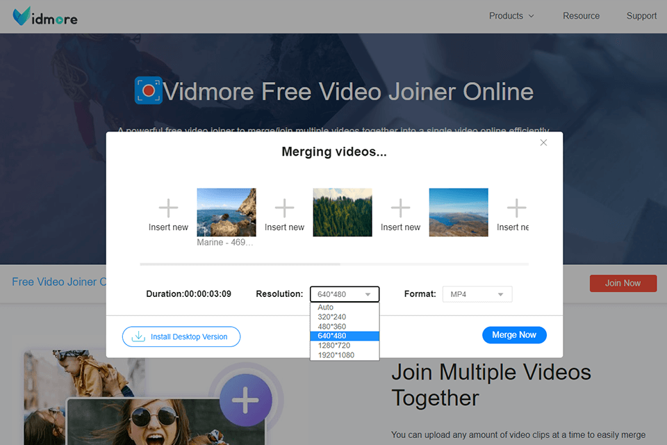 video joiner online vidmore software interface