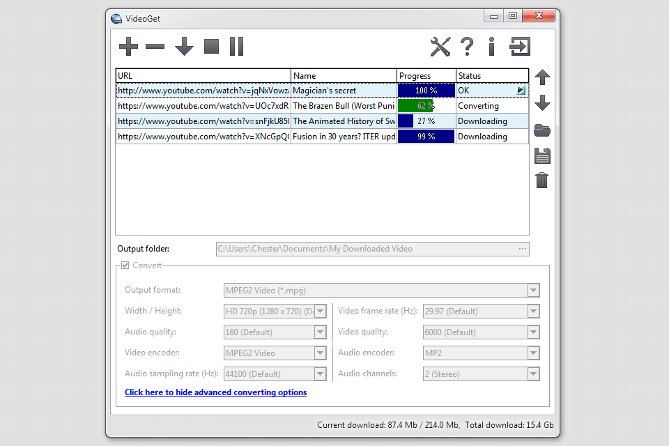videoget free youtube downloader interface