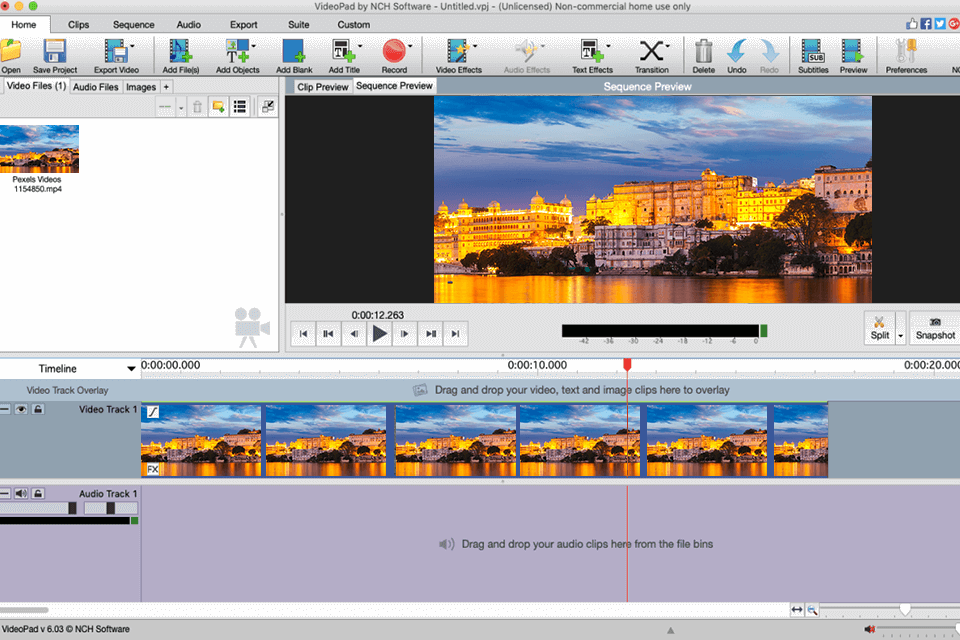 برنامج تحرير الفيديو videopad لواجهة mac