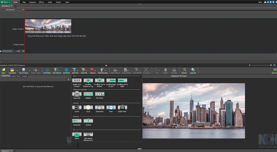 Videopad Videobearbeitungssoftware keine Wasserzeichenschnittstelle