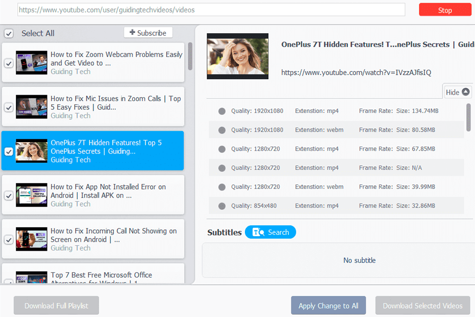 videoproc interfaccia gratuita per il download di youtube
