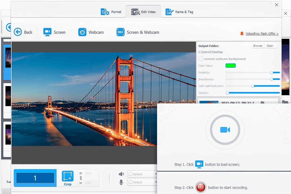 videoproc no lag screen recorder interface