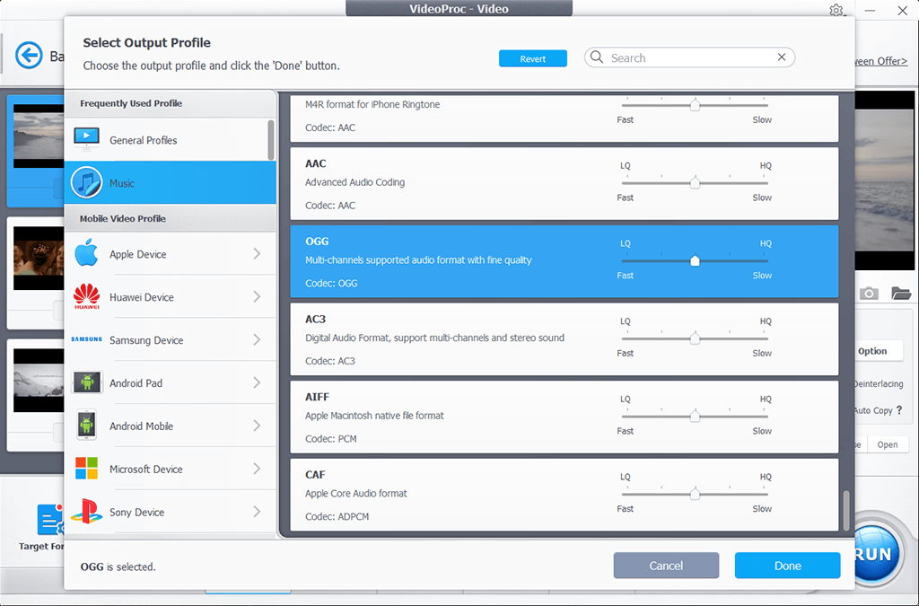 videoproc youtube to avi converter interface