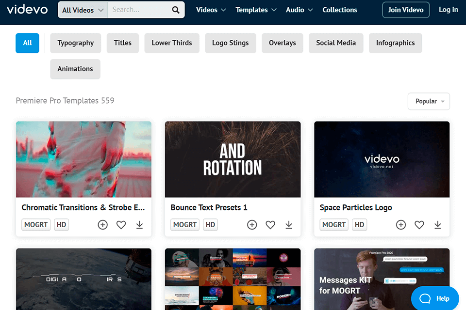 videvo free adobe premiere templates interface