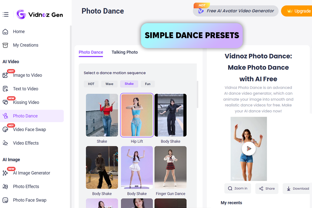 vidnoz ai dance generator