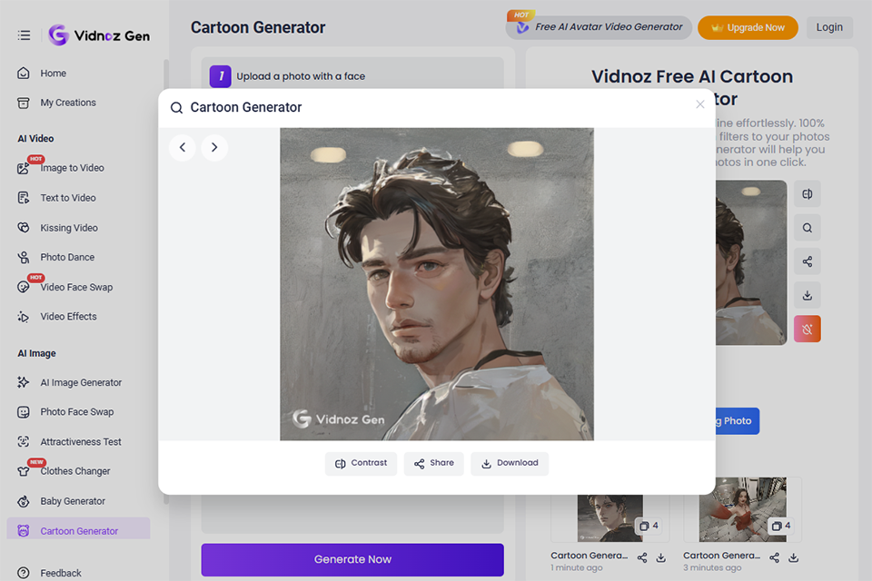vidnoz free anime ai art generator