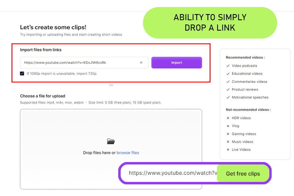 vidyo ai interface drop a link