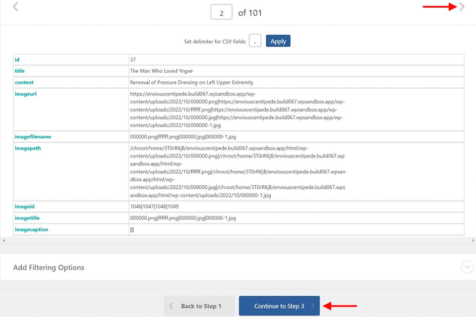 view a post to import images in wordpress