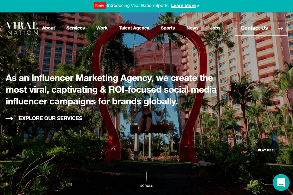 viral nation social media marketing company interface