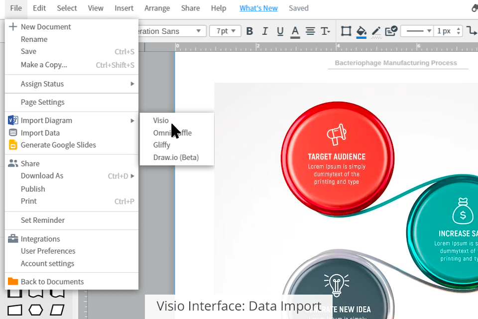 visio interface data import