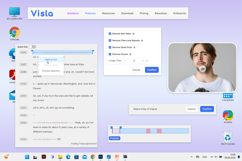 visla text-based video editor