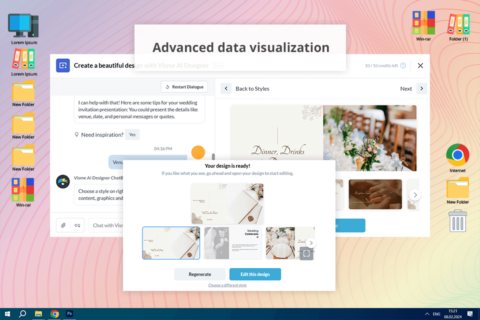 interfaz del creador de presentaciones de inteligencia artificial visme