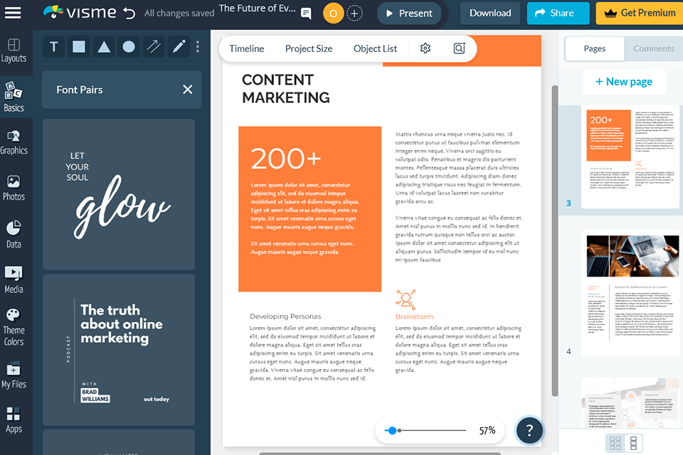 visme ebook software interface