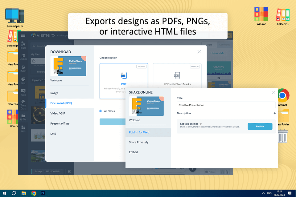 visme export features