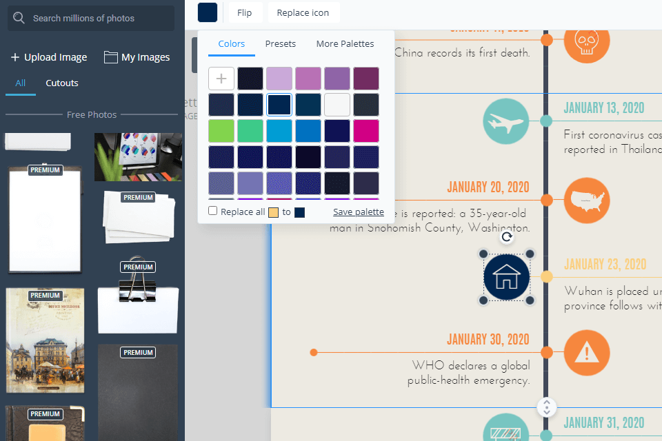 visme online decision tree maker interface