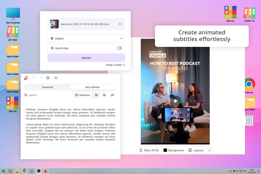 vizard free ai video transcriber