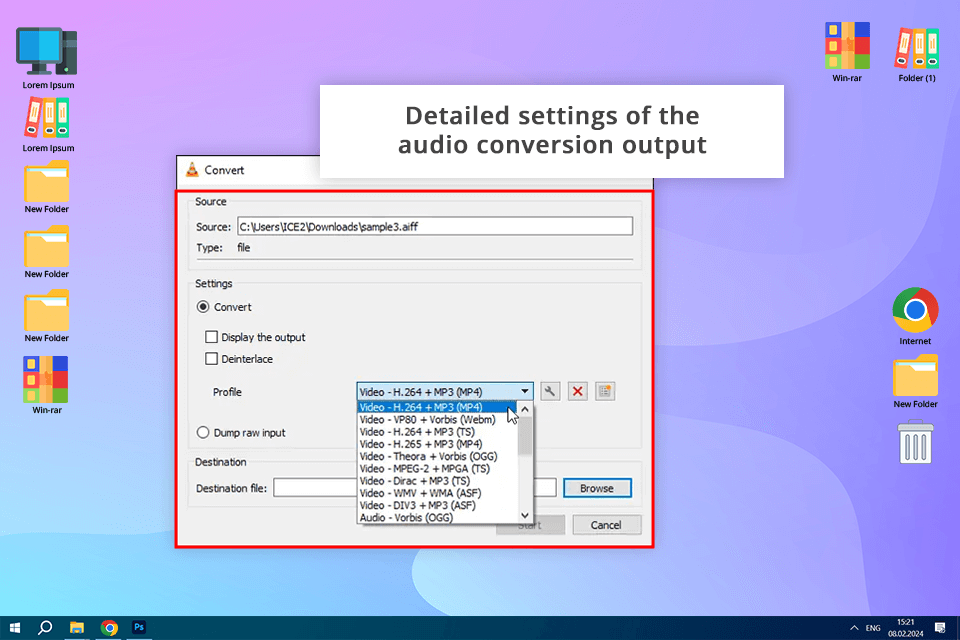 vlc media player aiff to mp3 converter