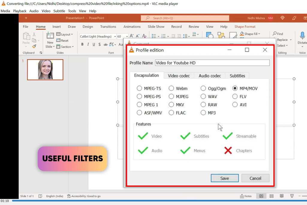 vlc video compressor interface