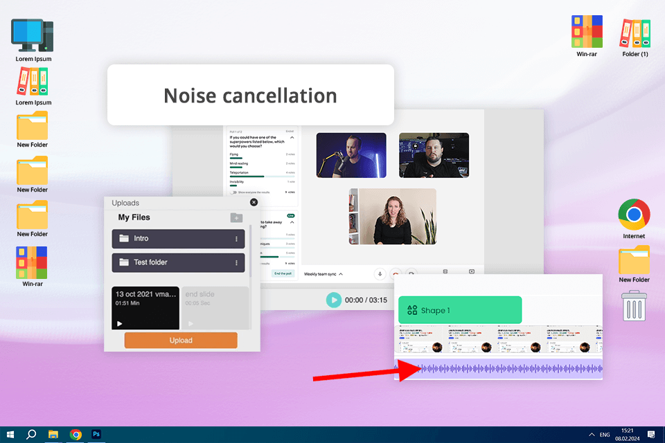 vmaker screen recorder for google meet interface