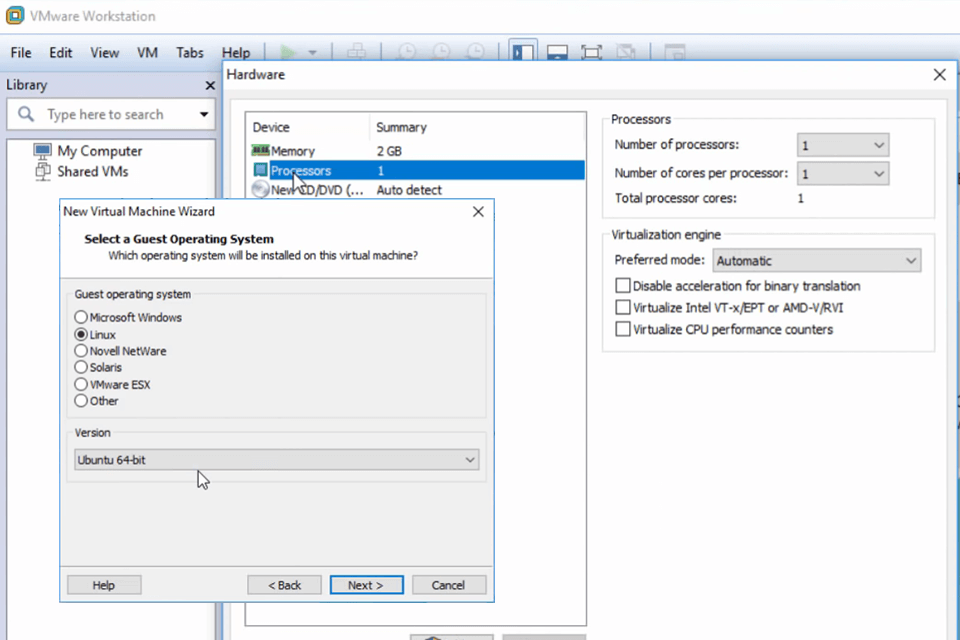 vmware workstation pro virtual machines for linux interface