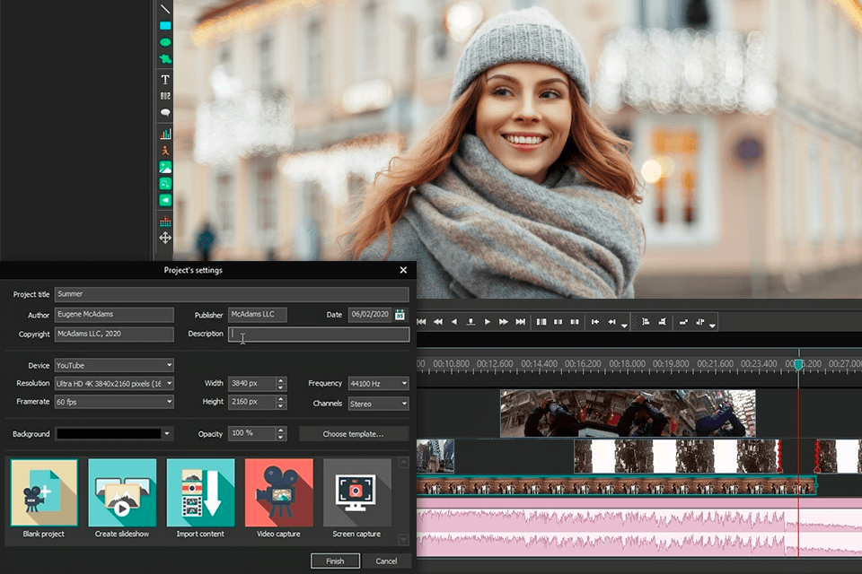 vsdc non-linear video editor interface