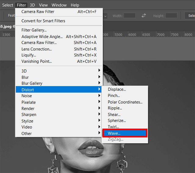 wave glitch distortion in photoshop