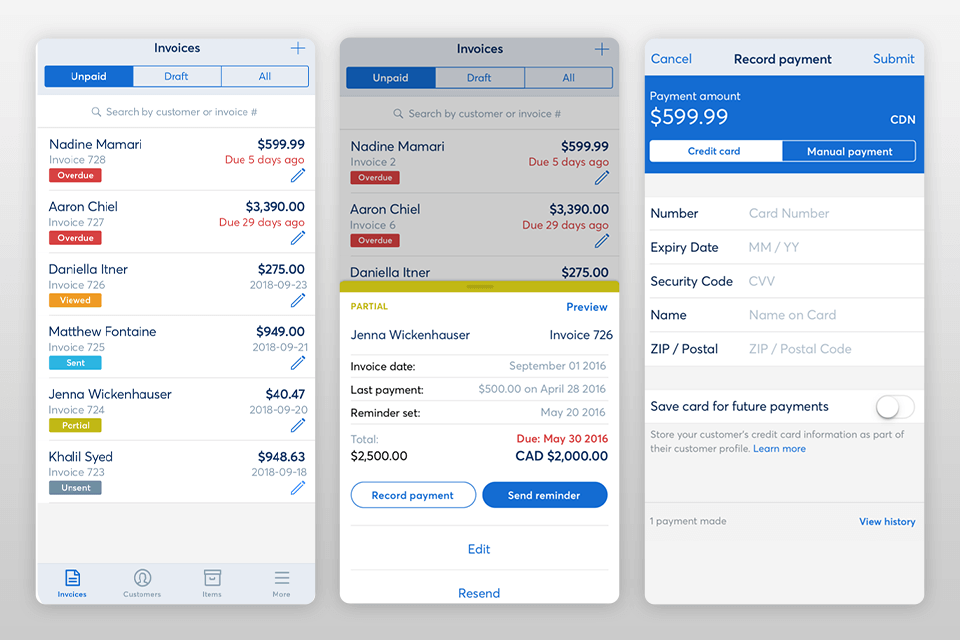 wave invoicing receipt scanner app interface