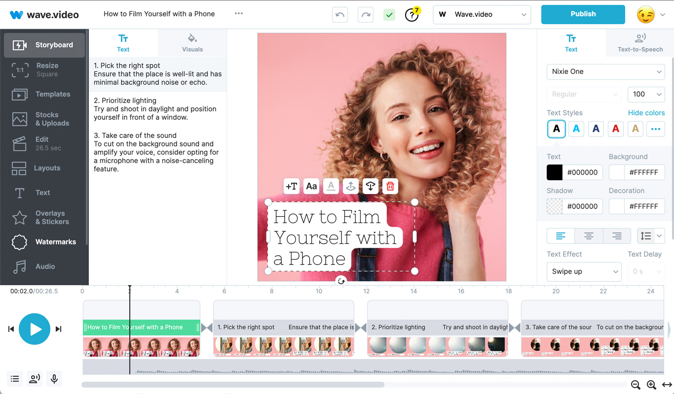 wave video editor interface