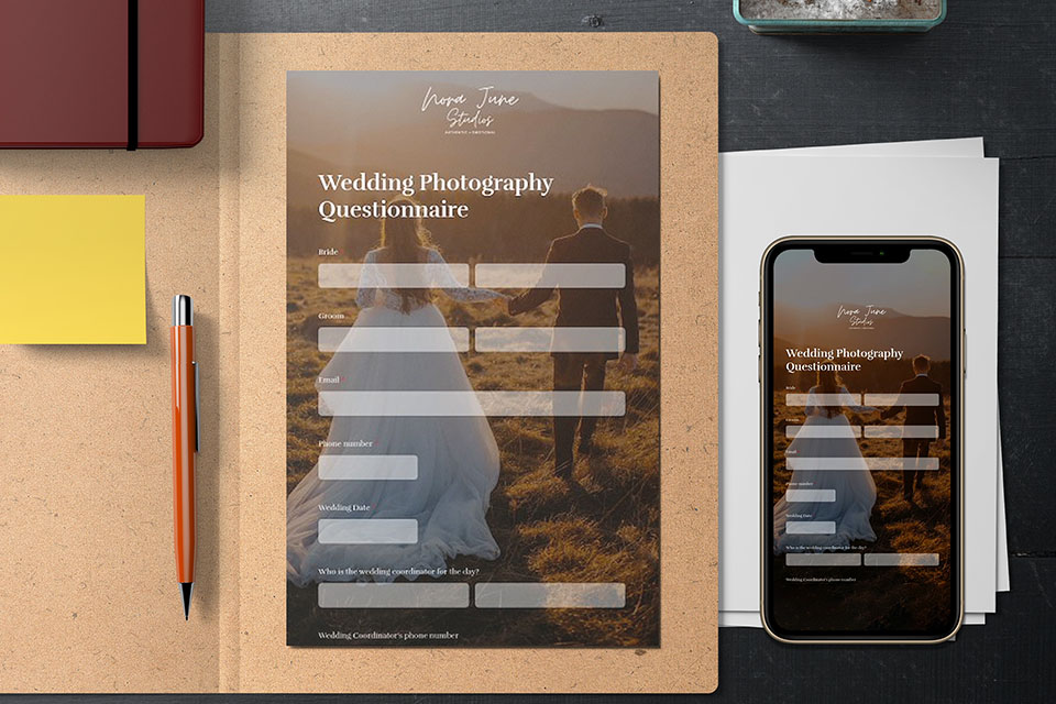 way to send wedding photography questionnaire