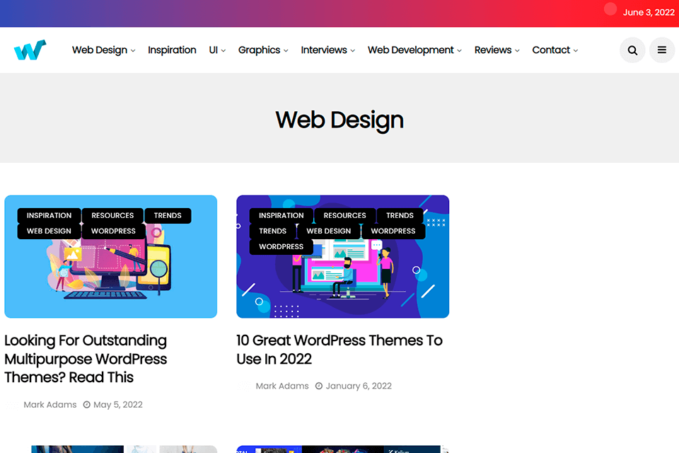web design ledger blog interface