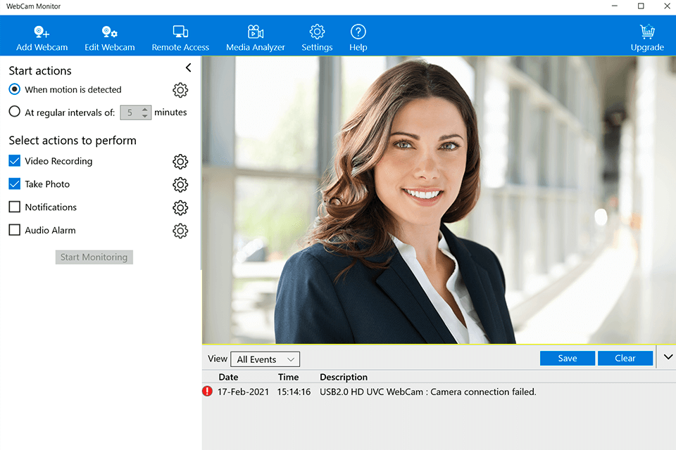 webcam monitor download interface