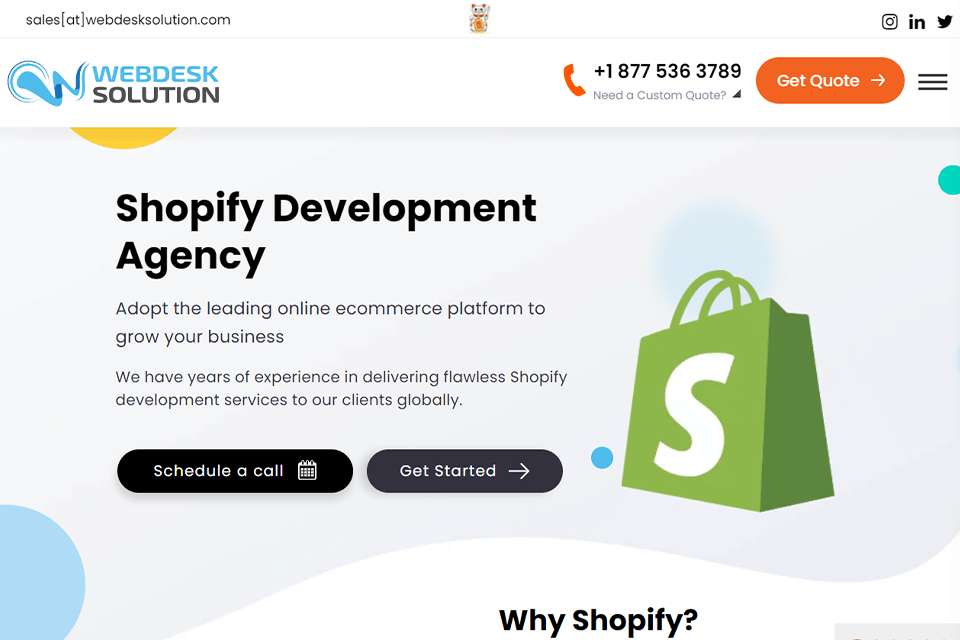 webdesk solution shopify development company interface