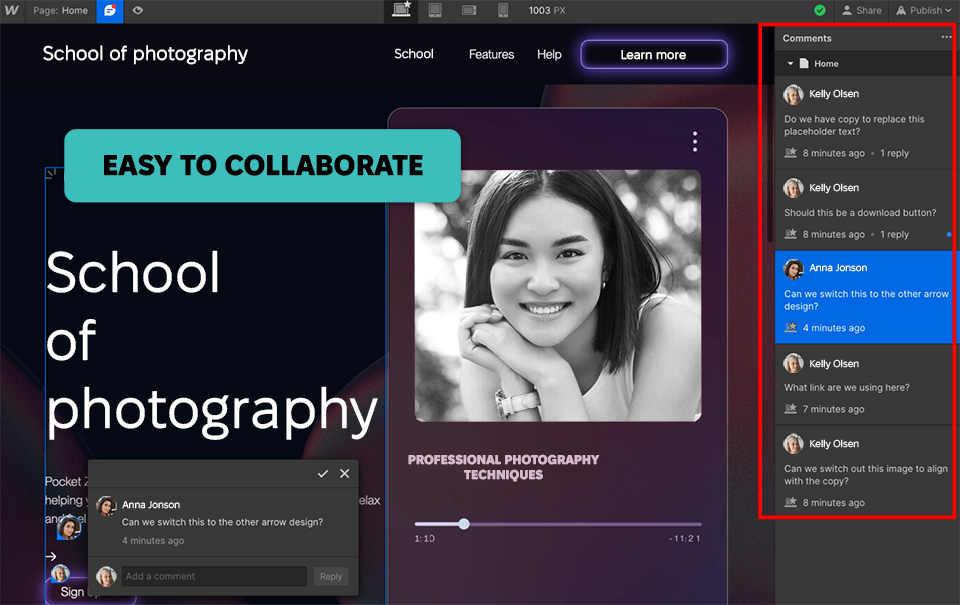webflow squarespace alternative interface
